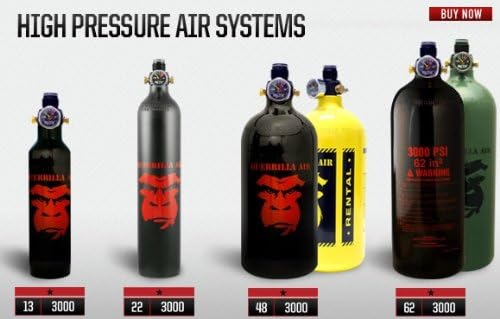 Guerrilla Air 3000 psi Aluminum Paintball HPA Tank w/Myth Regulator (click-a-size/color)