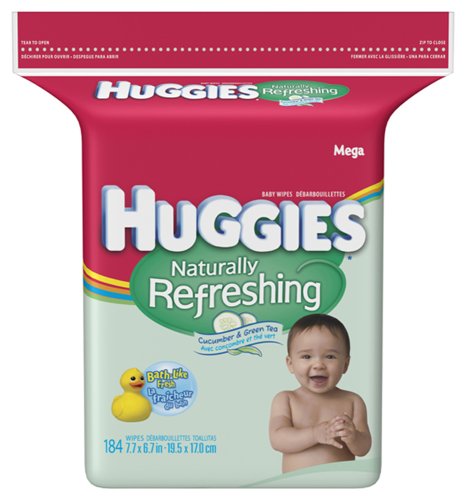 Huggies Naturally Refreshing Cucumber & Green Tea Baby Wipes Popup Refill, 184-Count Pack (Pack of 3)