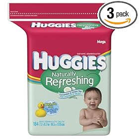 Huggies Naturally Refreshing Cucumber & Green Tea Baby Wipes Popup Refill, 184-Count Pack (Pack of 3)