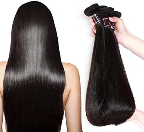 Allove 10inch Brazilian Straight Hair Virgin Human Hair 3 Bundles Silky Straight Hair Extensions Unprocessed Virgin Hair Bundles Natural Color