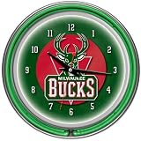 NBA1400-MB - Milwaukee Bucks NBA Chrome Double Ring Neon Clock