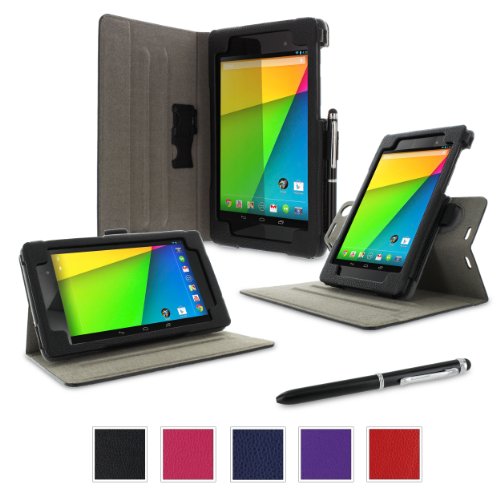 rooCASE Google Nexus 7 2013 FHD Case - (2nd Gen 2013 Model) Dual-View Multi-angle Stand Cover - BLACK (With Auto Wake / Sleep Cover)