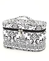 Belvah Quilted Damask Cosmetic Case - Black/White