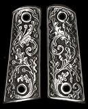 Pewter 1911 Gun Grips Oak Leaf Scroll Engraved Design