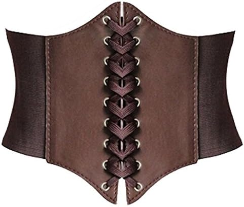 SGY Fashion Faux Leather Steampunk Sexy Underbust Waist Belt Corset (Coffee)