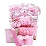 Tea Party New Baby Girl Gift Basket - Shower, Christmas, Holiday or Hanukkah Gift Idea for Newborns