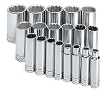 SK 4819 19 Piece 1/2-Inch Drive 12 Point 3/8-Inch to 1-1/2-Inch Deep Socket Set
