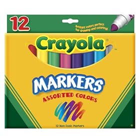 Binney and Smith Crayola(R) Washable Markers, Broad Line, Assorted Classic Colors, Box Of 12 by Binney & Smith