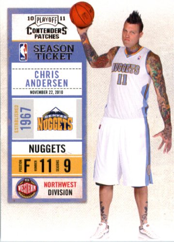 2010 11 Playoff Contenders Plates & Patches Basketball Card # 20 Chris Andersen Denver Nuggets In a Protective Screwdown Display Case!