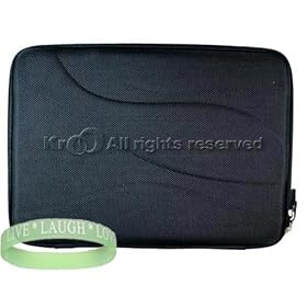 Amazon Kindle DX Hard Shell SLEEVE CASE Cover Pouch Carrying Bag with Extra Accessories Pocket-- BLACK + Vangoddy tm, Live*Laugh*Love wrist band!!!