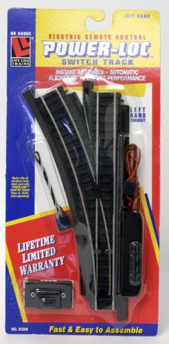 Life-Like Trains Power-Loc   HO Scale Track - Left Hand Remote Control Switch, Steel