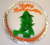Carrot Decorated Cake Single Layer 8 Round Topped with Gummie Witch Orange Trim