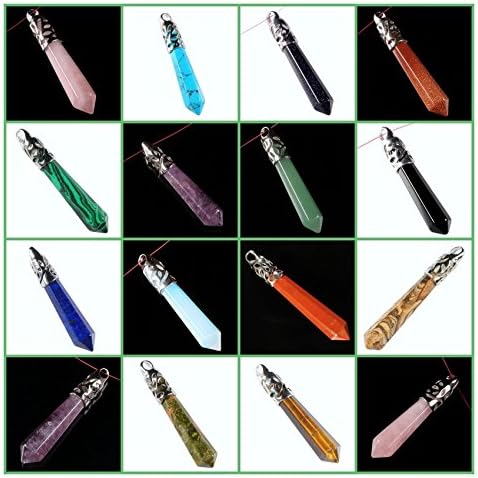 Gemstone Crystal Healing Point Chakra Reiki Hexagonal Pendant Focal Bead 55mm Stone:12PCS MIXED STONE