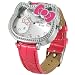 Ladies Hello Kitty metal cased watch with syn leather strap - hot pink