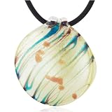 Round Ivory White Murano Glass Necklace Pendant