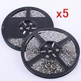 Neewer 5x High Intensity 16.4 Feet 300 LEDs Flexible LED Light Strip Superbright 3528 SMD Pure White