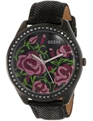 GUESS Womens U0284L1 Glitzy Rose Oversize Black Watch
