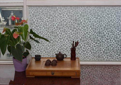 Hosho Stone Stained Glass Decorative Frosted Privacy Window Film 3 FT x 2 FT