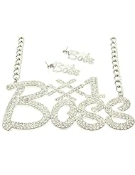 Clear metal link necklace and earring set Fashion Jewelry Costume Jewelry fashion accessory Beautiful Charms