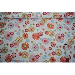 0,5 m * 1,40 m Stoff Blumen 100 % Baumwolle Bl�ten Streublumen 70 er Jahre wei� retro Kinder Kind Baumwollstoff bunt Kinderstoff Stoffe Patchwork Patchworkstoff