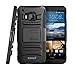 HTC One M9 Case - Bomea [Hybrid Impact] HTC One M9 (Hima) Belt Clip Holster Case Armor Hard Cover with Protective Inner Skin and Kickstand For HTC One M9 (Hima) - Armor Protector Holster Case with Swivel Belt Clip - All Carriers - Black