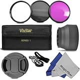 49MM Essential Lens Filter Kit for SONY Alpha A3000 and NEX series (NEX-3 NEX-5 NEX-5N NEX-6 NEX-7 NEX-F3) Cameras - Includes: Vivitar Filter Kit (UV, CPL, FLD) + Carry Pouch + Collapsible Lens Hood + Center Pinch Lens Cap w/ Cap Keeper Holder + MagicFiber Microfiber Lens Cleaning Cloths