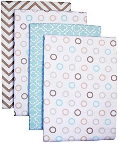 Carter's Cotton Flannel Receiving Blankets, Chevron Taupe Dots by Triboro Quilt