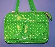 Designer Dog Carrier - Fully Enclosed Patent Vinyl Polka Dots Pet Carrier - Lime/ Pink