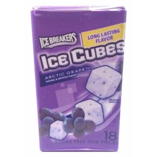 Ice Breakers Ice Cubes Sugar Free Arctic Grape Gum, 18Piece Bottle