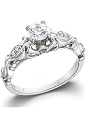 1/2CT Vintage Diamond Engagement Ring 14K White Gold