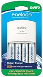 Sanyo NEW 1500 eneloop 4 Pack AA Ni-MH Pre-Charged Rechargeable Batteries with Charger