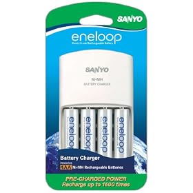 Sanyo NEW 1500 eneloop 4 Pack AA Ni-MH Pre-Charged Rechargeable Batteries with Charger