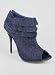 Denim Ruffle Peep Toe Bootie