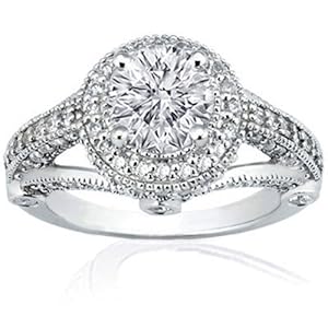 1.75 Ct Round Diamond Legacy Style Engagement Ring Pave CUT:EXCELLENT SI2-D GIA