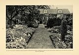 1914 Print Flowers Turf Garden Trees House Exterior Art Landscaping Design Gate - Original Halftone Print
