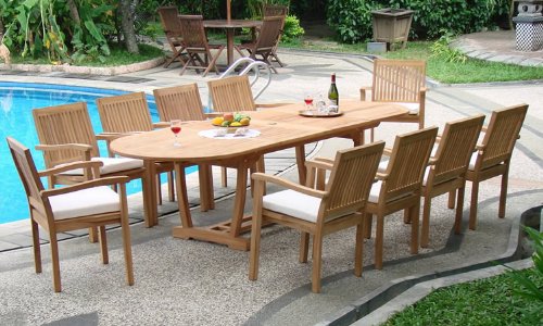 New 11 Pc Luxurious Grade-A Teak Dining Set -117