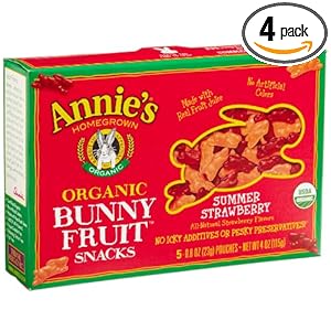 Annie's Homegrown Summer Strawberry Organic Bunny Fruit Snacks, 4-Ounce Boxes (Pack of 4)