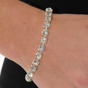 Rhinestone Bracelet 1 Row Large Austrian Crystal Stones Day or Evening Wear Clubing