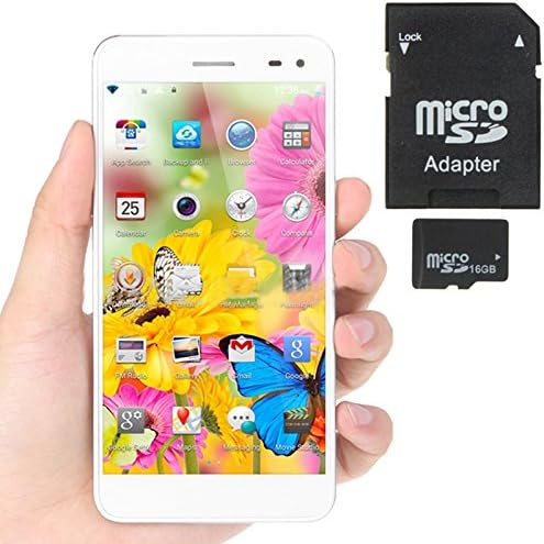 Mpie 909T 3G Fingerprint Unlocked Smartphone (with 8GB TF Card) NFC OTG 5.5 inch HD Android 4.4.2 MTK6582 Quad Core RAM 1GB ROM 8GB 13MP Dual SIM WCDMA GSM (White Phone+ 8GB TF Card)