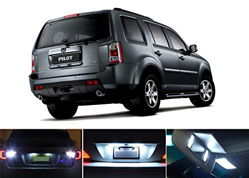 2003 - 2015 Honda Pilot Xenon White LED Package for License Plate + Reverse + Vanity (Sun Visor) 6 pieces