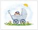 New Baby Collection - Boy Carriage - Childrens Wall Art, Kids Wall Art, Nursery Wall Art Ready-to-Hang Plaque 10.5" x 13.5"