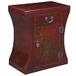 Handmade Oriental Furniture - 24" Antique Style Red Leather Hourglass End Table