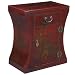 Handmade Oriental Furniture - 24" Antique Style Red Leather Hourglass End Table