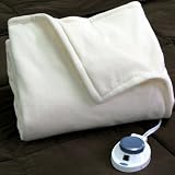 Soft Heat Electric Warming Blanket, Micro Fleece, Queen Size, Natural - The World's Safest Heated Warming Blanket