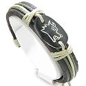 Protection Wolf Leather And Bone Bracelet