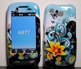 BLUE WAVE BUTTERFLY SNAP ON HARD SKIN SHELL PROTECTOR COVER CASE FOR SAMSUNG IMPRESSION A877 + BELT CLIP