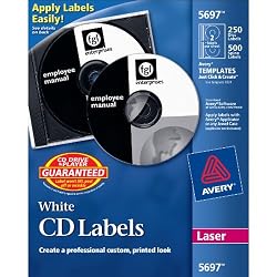 Avery CD Labels, White Matte, 250 CD Labels and 500 Case Spine Labels (5697)