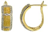 14k Yellow Gold 3/4 in. (19mm) French Clip Florentine Earrings, w/ 0.36 Carat Brilliant Cut Diamonds
