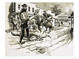 Cole Younger, a Member of the Jesse James Gang, in a Shoot-Out Art Giclee Poster Print by English School, 24x18