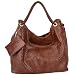 VONETTA Brown Embossed Woven Large Hobo Double Handles Shoulder Bag Satchel Handbag Purse w/Mini Bag